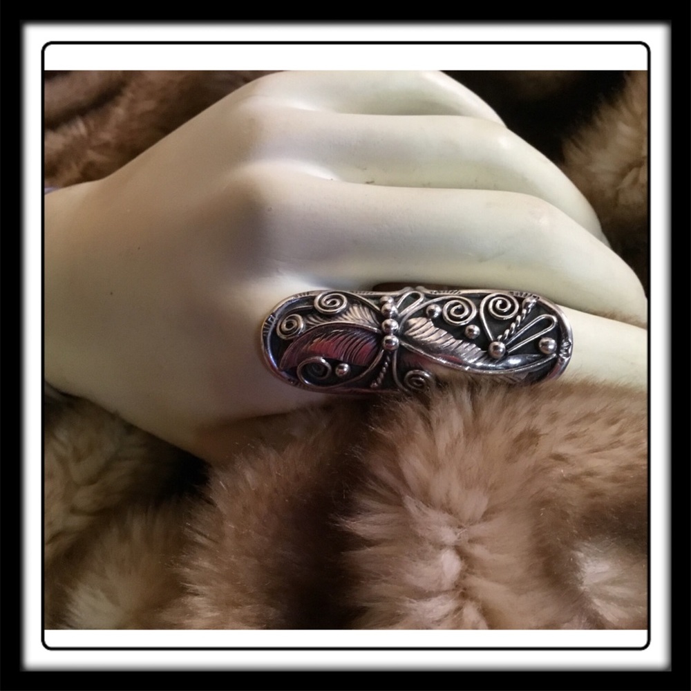 VTG Navajo Squash Blossom Sterling Ring. Signed ! - Picture 2 of 4